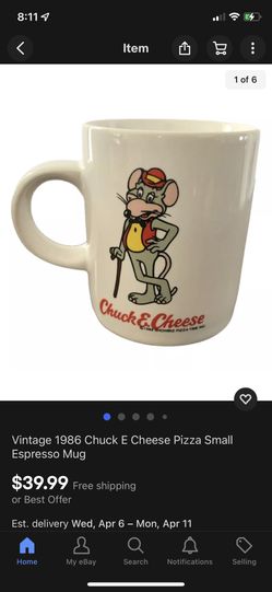 Vintage 1986 Chuck E Cheese Pizza Small Espresso Mug
