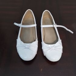 glossy white the children's place block heels shoes for girl, size 3Y