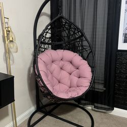 Heavy duty egg chair with pink cushion (indoor/outdoor)