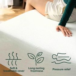 QUEEN 14”Green Tea Memory Foam Mattress, Medium Firm Feel-NEW IN Box 60”x80”x14” $250 Firm
