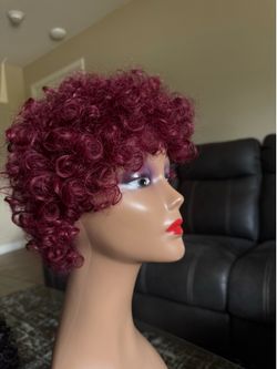 Red curly afro wig Afro Curly Natural Hair | 6 Inch |