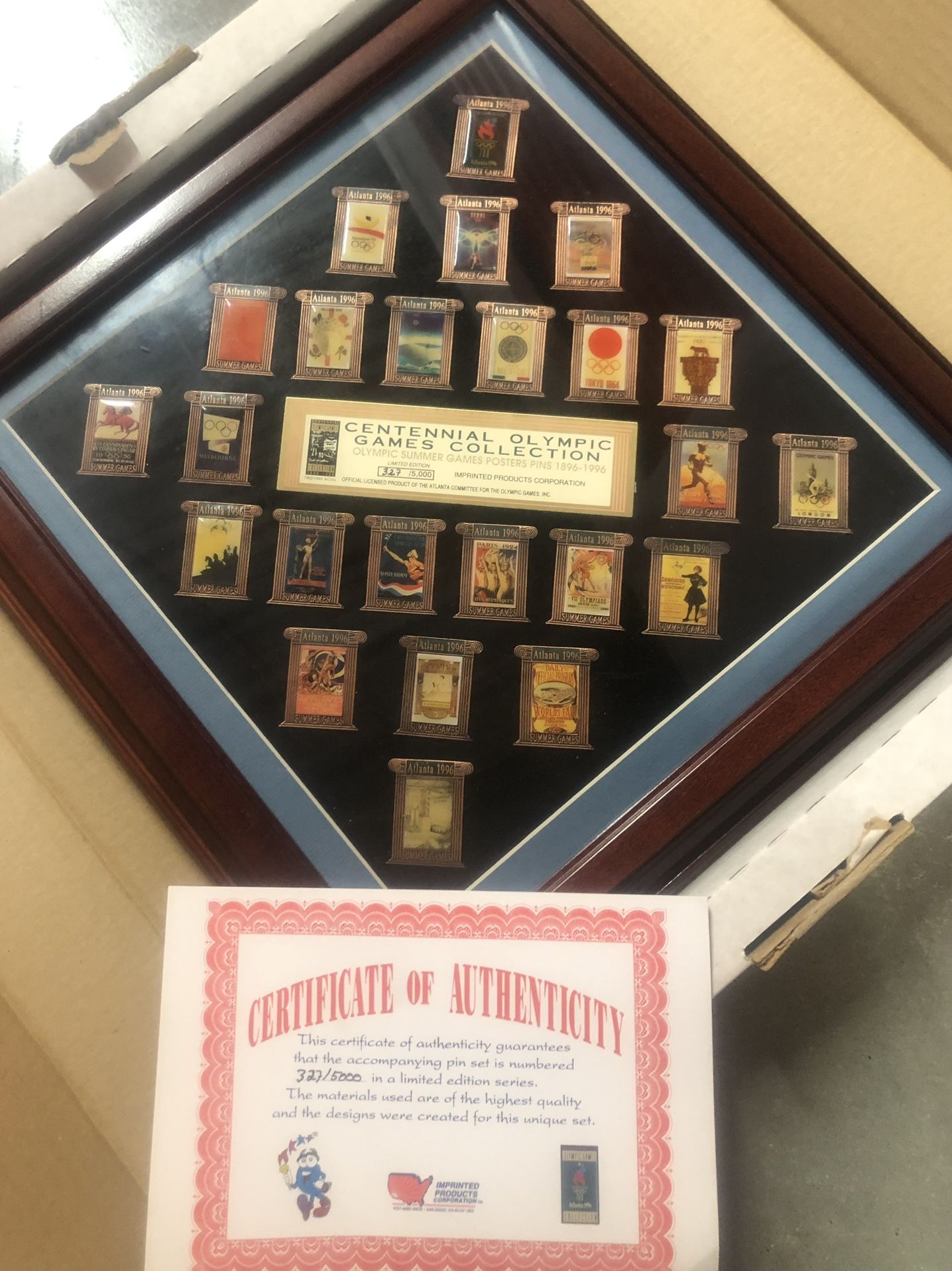 Lmtd Authentic COA Framed Atlanta Olympic100 Summer Games Posters Pins 1(contact info removed)