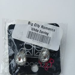 Paparazzi Big City Romance White Earrings