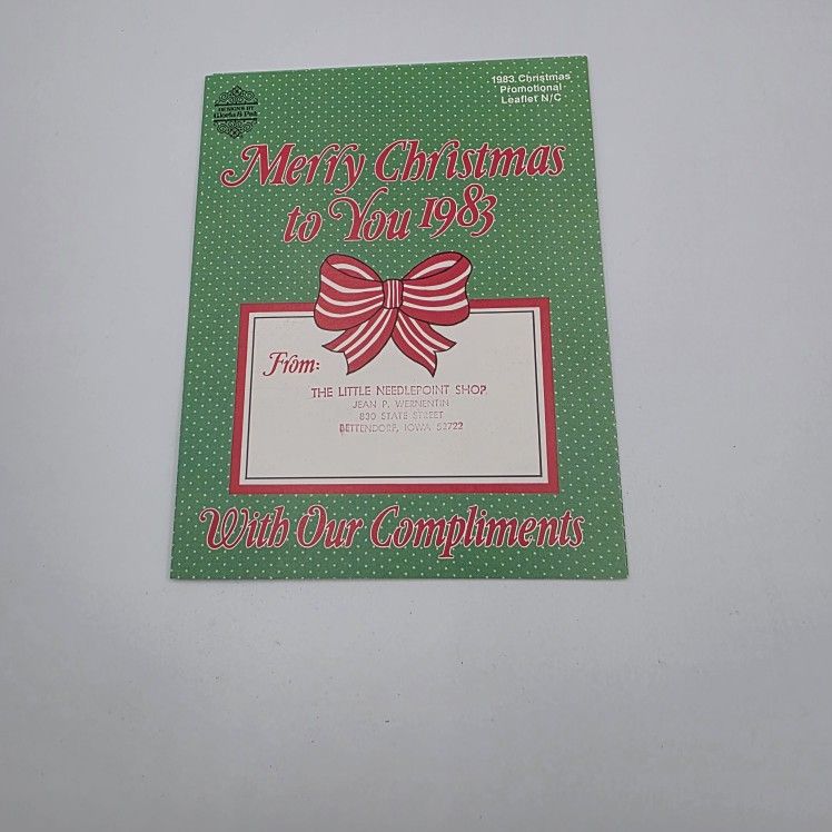 1983 VTG Promotional Pamphlet Mini Holiday Counted Cross Stitch Aida 2.5” Frame