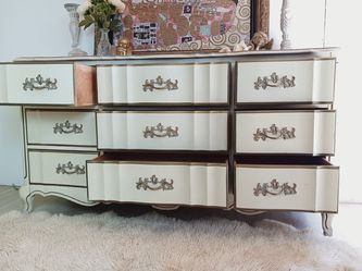 Mid Century French Provincial Basset Cream Gold Dresser