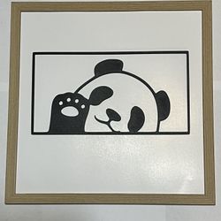 3D Printed Panda Pattern Framed Wall Art Home Decor 10x10 Inch