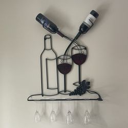 Wall Wine Glass and Bottle Holder