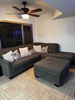 Dark Gray Sectional Sofa bed with Ottoman