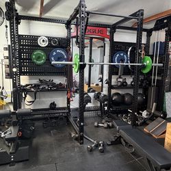 Complete Rogue Man Cave + Titan Home Gym Setup | Rack, Functional Trainer, Bench, Barbell & Weights