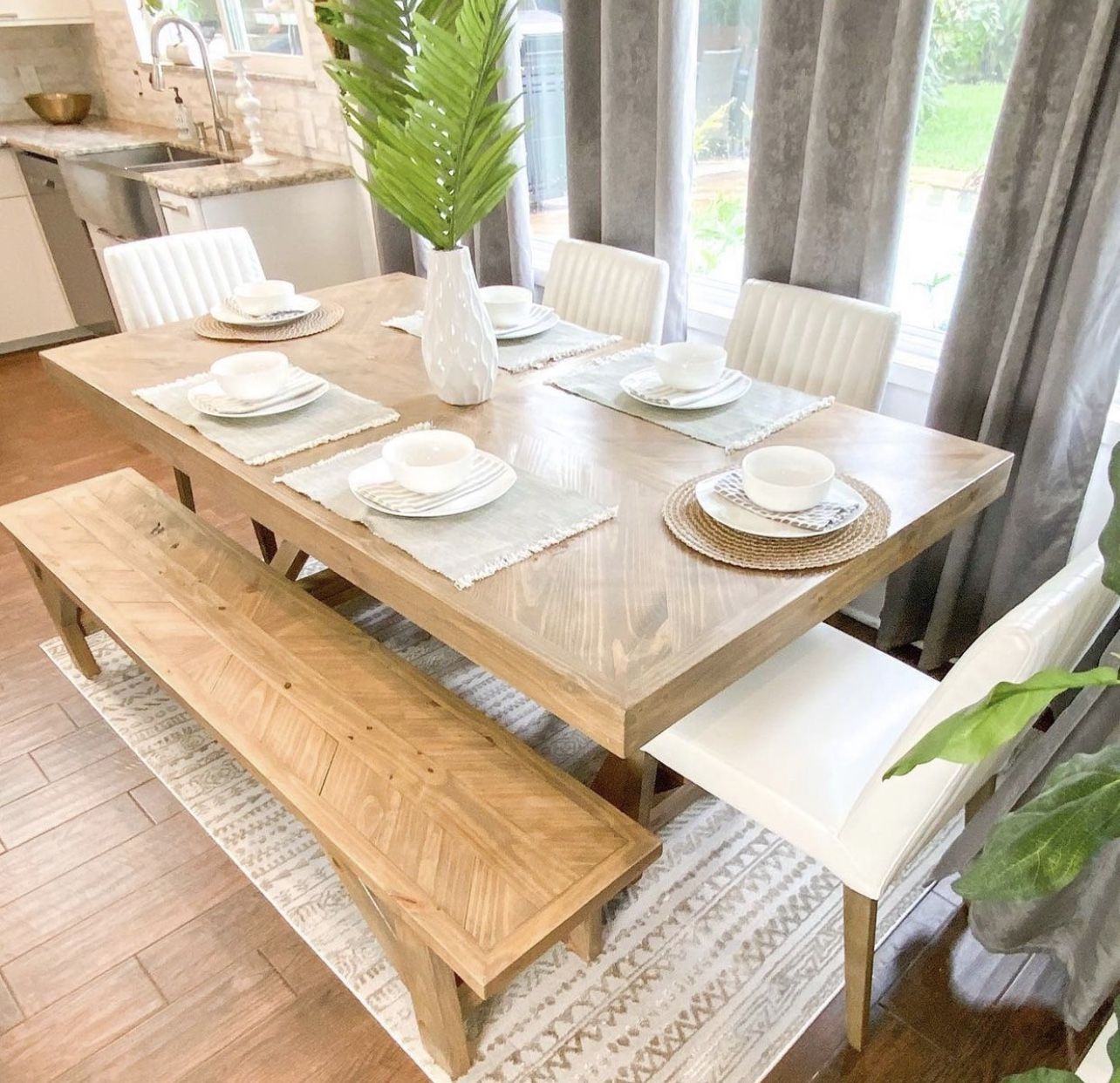 Custom Dining Table Farmhouse Country French Modern Rustic Solid Wood Set Restoration Hardware Insp Bench Hand Built Round Oval Counter Breakfast