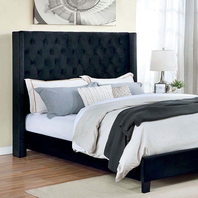 Black Upholstered Bedroom ,tufted Bedframe ,beds