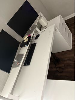 Desk with drawers and charging(MONITORS NOT INCLUDED)