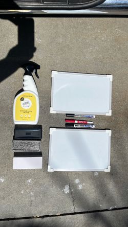 White boards markers, cleaner and eraser