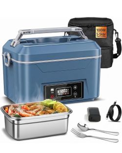 Heated Lunch Box for Adults, 5.5 Cups Self-Heating Food Warmer, Blue