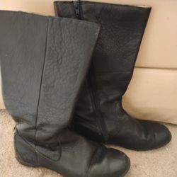 Lands End Boots Size 7b Leather Black Blueish