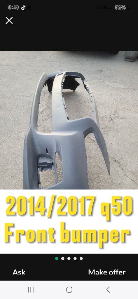 2014/2015/2016/2017 Infiniti Q50 Front Bumper Cover 
