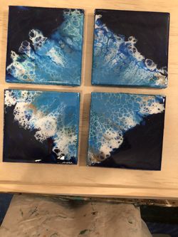 Hand painted- resin coasters