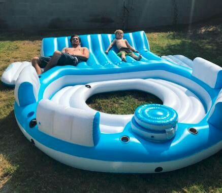 Tropical Tahiti Floating Island 6 Person Water Lounge Lake Raft Float