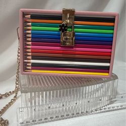 Pink Colored pencil Case Novelty Bag