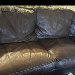 Genuine Leather Couch With Ottoman 