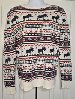 Dog Threads Great Yukon Sweater Fair Isle Men’s Medium Cotton Blend Moose Nordic