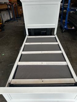 White Twin Bed Frame with Headboard
