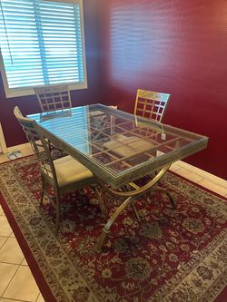 Glass Top Dining Table with 6 chairs