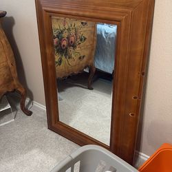 Large Pottery barn Beveled Mirror With Thick Wooden Frame