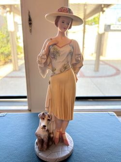 Porcelain Lady Figurine with Dog