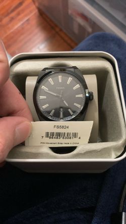 Three Hand Date Black Stainless Steel Watch FS5824
