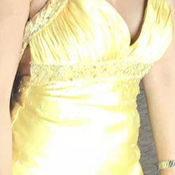 Yellow Party Formal Prom Long Dress S Fits 2 Or 4