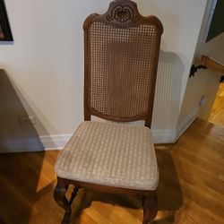 6 Vintage Cane Back Dining Chairs