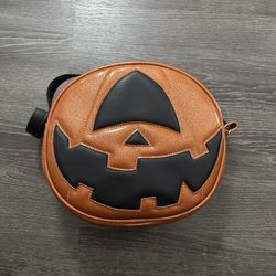 Orange Cyclops Love Pain & Stitches Leather Pumpkin Bag. 