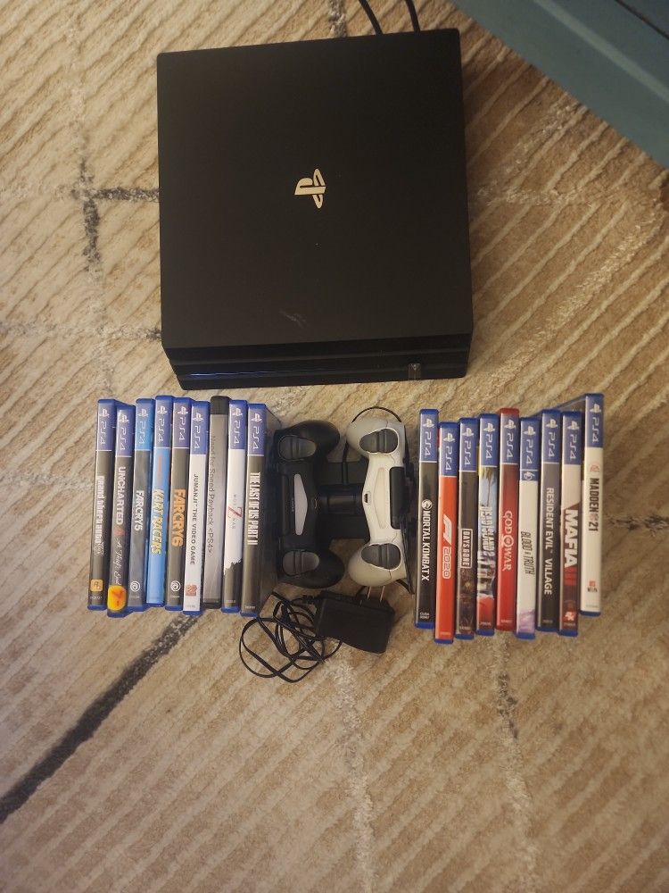 PS4 console, Games , 2 Controllers And Charger