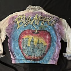 VTG- Epic 80’s Acid Washed Jean Jacket, NY Big Apple Edition 