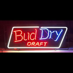 Vintage Discontinued Bud Dry Draft Neon Sign - 31"x 12.5"x 6.5"