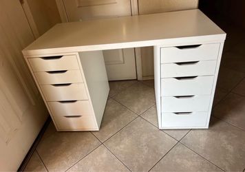 IKEA ALEX Desk with Double Drawer Units White