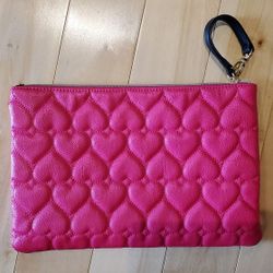 NEW Betsey Johnson Pink Heart Quilted Accessories Bag