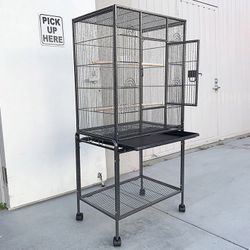 (NEW) $95 Large 53” Bird Cage for Parakeet Parrot Cockatiel Canary Finch Lovebird, Size 24x17x53” 