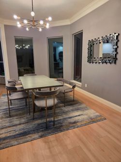 West Elm Dining table set (rug and mirror included)
