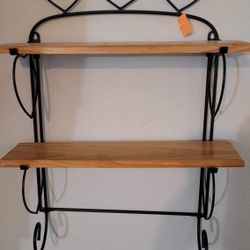 Vintage Heart Shape Wooden & Metal Wall Shelf For Indoor Outdoor Home Decor