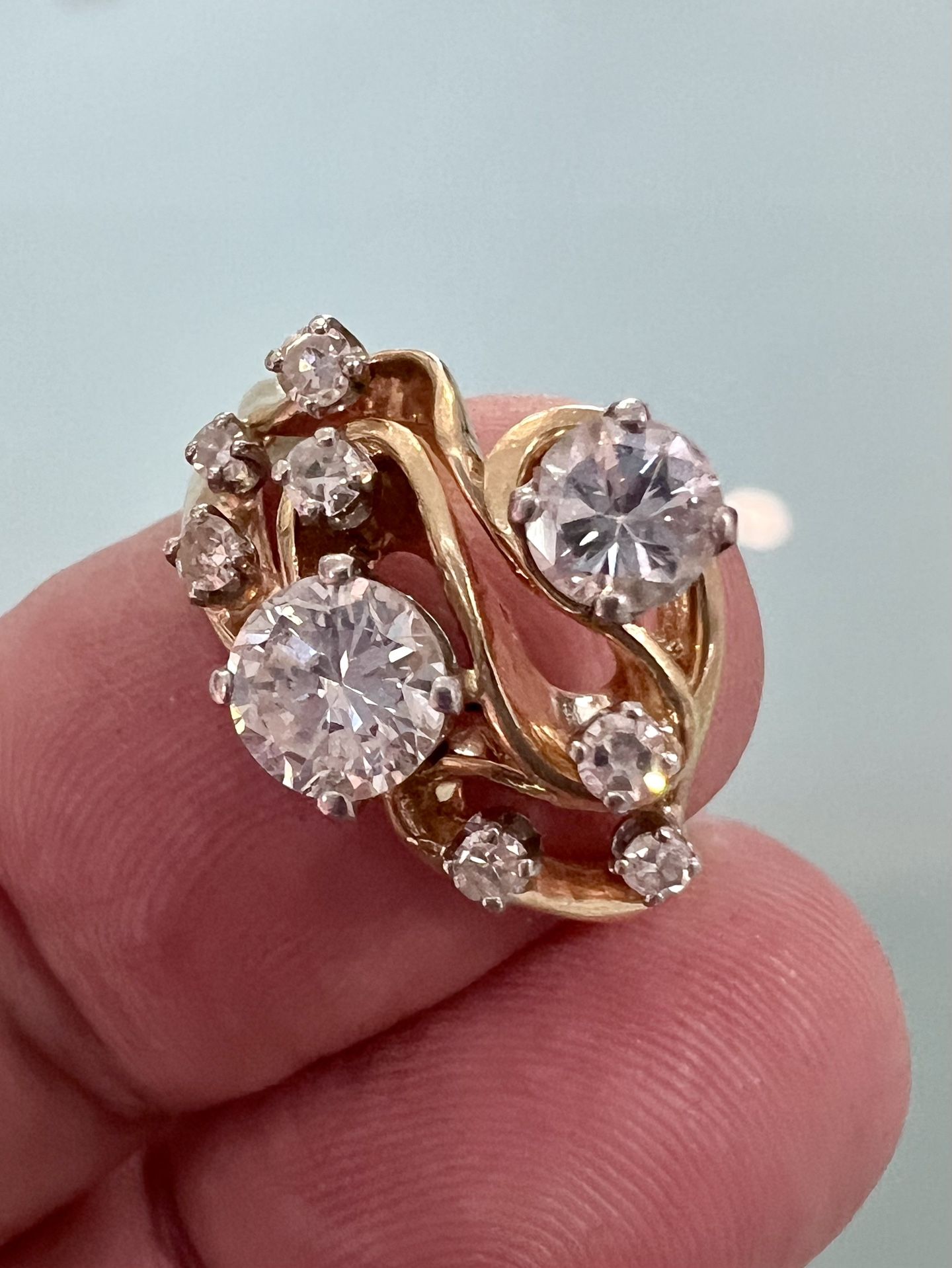 ❤️ Stunning 14kt Yellow Gold 1.61ct Diamond Ladies Cocktail Ring