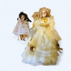 2 Vintage doll Rachel with companion porcelain doll certificate