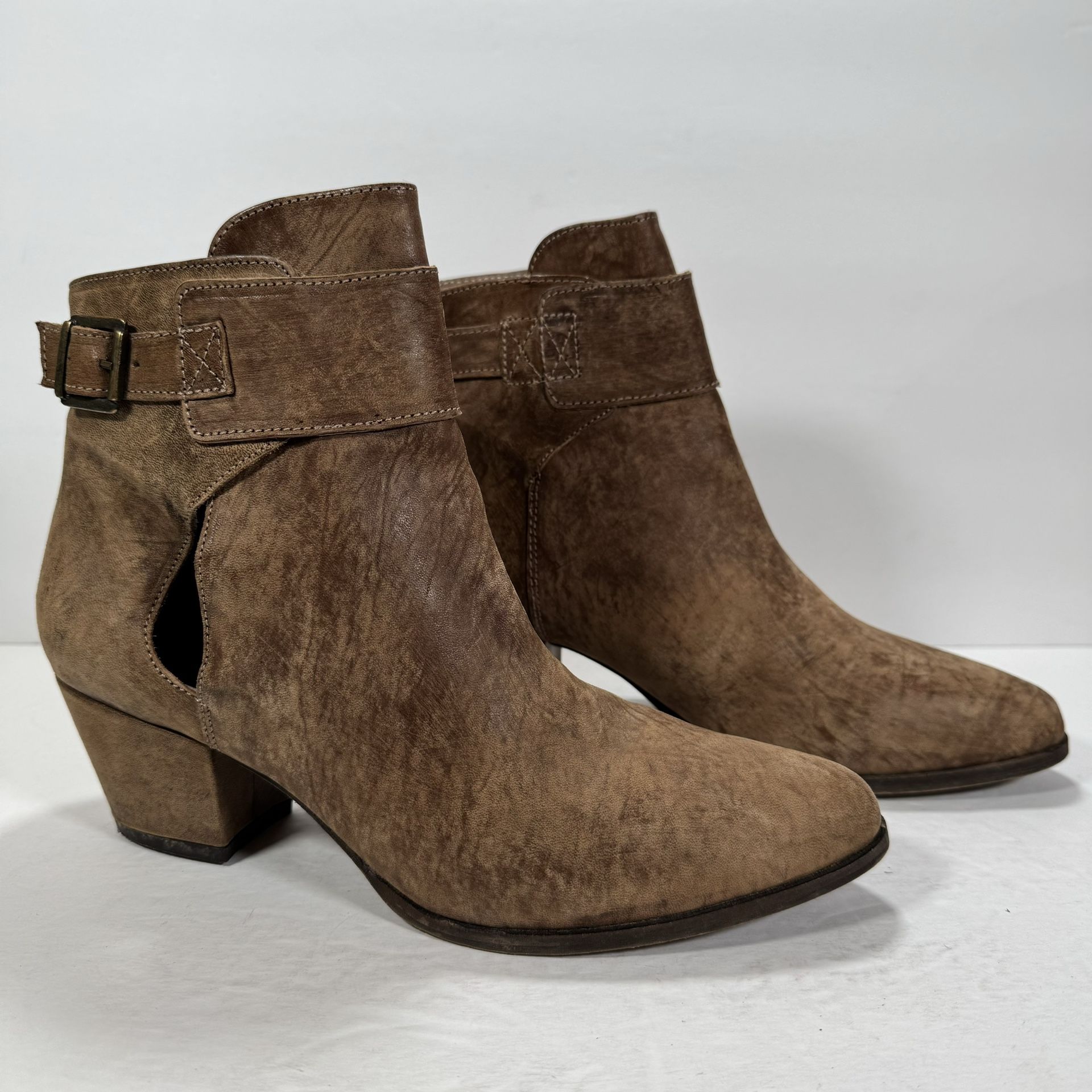 Free People Belleville Brown Distressed Leather Ankle Boots
