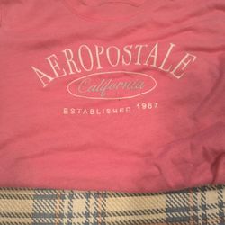 Aeropostale California 1987 Short Pink Sleeve Shirt 
