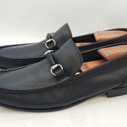 SANDRO MOSCOLONI “SORRENTO” PEBBLED BLACK LEATHER BIT LOAFER SIZE US 12 D SPAIN