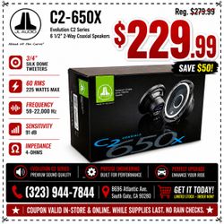 Car Speaker Set 225 Watts 6 1/2" 2-Way Coaxial Speakers JL Audio C2 C2-650X 🚨 Payment Options Available 🚨 No Credit Needed 🚨