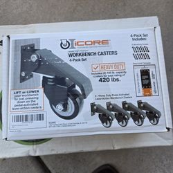 iCore Heavy-Duty Workbench Casters – 2 Full Sets (8 Casters Total) – New