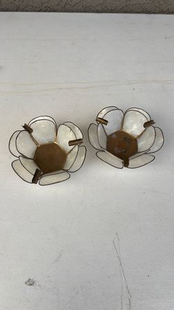 Vintage capiz shell lotus flower, tea light candle holder