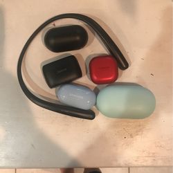 5 AirPods And 1 LG Tone Flex Wireless Bluetooth Stereo Neckband Earbuds
